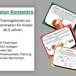 Mission Konzentro I 15 learning cards + success card I Fit for school I PDF download I Training program for children to concentrate