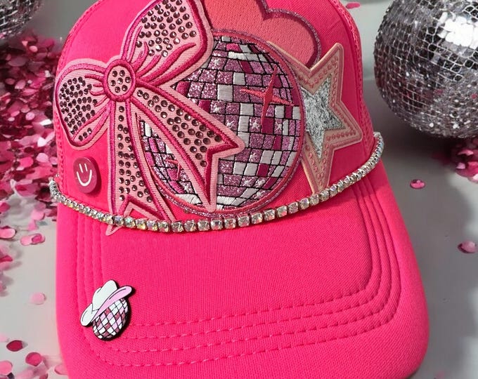 Pink Disco Ball and Bows Trucker Hat! This is Theeee CUTEST, Most ...