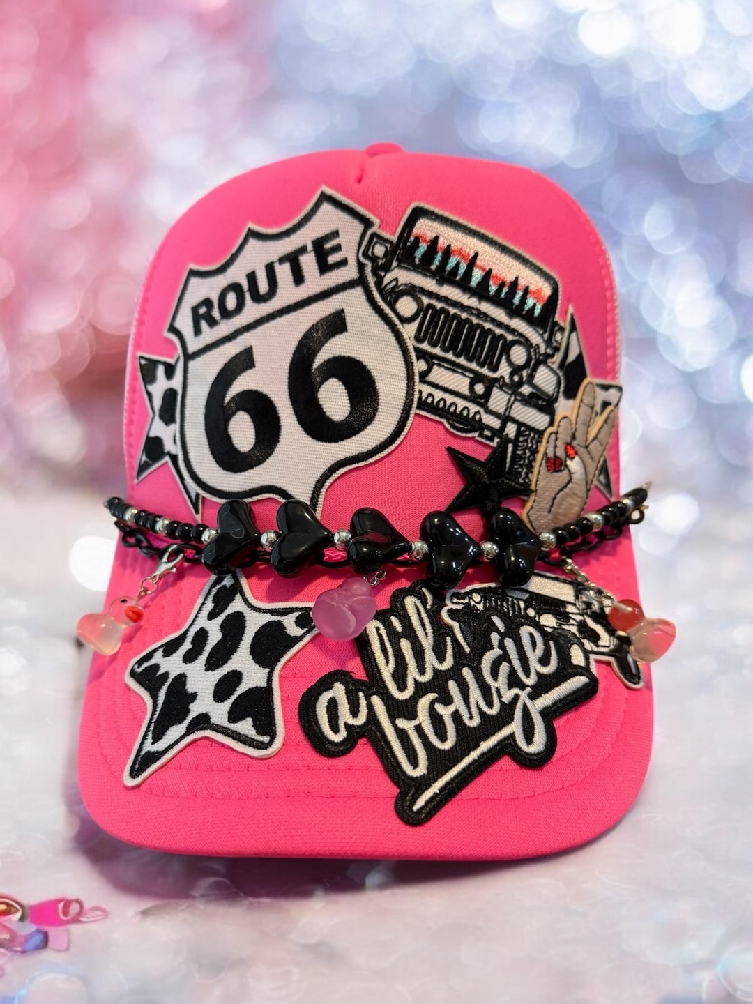Pink Rv Hat Pink SUV off Road Trucker Hat With Heart Chain and Duck Charms. so Cute ...
