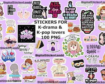 Naklejki cyfrowe dla miłośników K-dramy i K-popu 100 w formacie PNG - oppa - miłośnicy Korei - naklejki cyfrowe