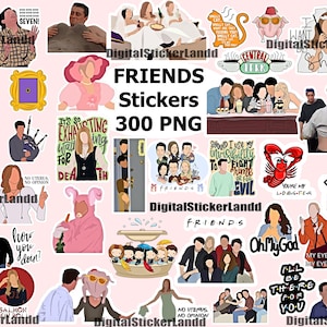 Friends Stickers Digital 300 png - chandler bing - monica geller- joey tribbiani - rachel green- ross geller- phoebe buffay