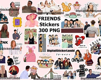 Friends Stickers Digital 300 png - chandler bing - monica geller- joey tribbiani - rachel green- ross geller- phoebe buffay