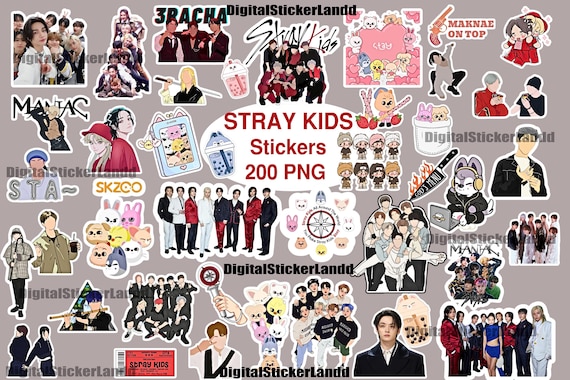 Stray Kids Stickers 200 png - digital -Bang Chan, Lee Know, Changbin, Hyunjin, Han, Felix, Seungmin, I.N.