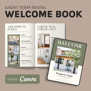 Plantilla de libro de bienvenida de Airbnb / Guía digital de Airbnb / Libro de visitas editable para alquileres de corta duración / Manual de alquileres vacacionales en casas de playa