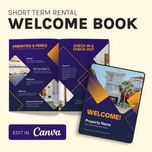 Plantilla de libro de bienvenida de Airbnb / Guía digital de Airbnb / Libro de visitas editable para alquileres de corta duración / Manual de alquileres vacacionales en casas de playa