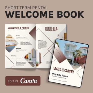 Plantilla de libro de bienvenida de Airbnb / Guía digital de Airbnb / Libro de visitas editable para alquileres de corta duración / Manual de alquileres vacacionales en casas de playa