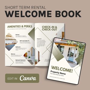 Plantilla de libro de bienvenida de Airbnb / Guía digital de Airbnb / Libro de visitas editable para alquileres de corta duración / Manual de alquileres vacacionales en casas de playa
