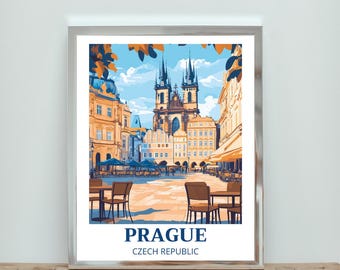 Prague Travel Poster | Czech Republic Vintage Art (Digital Download)