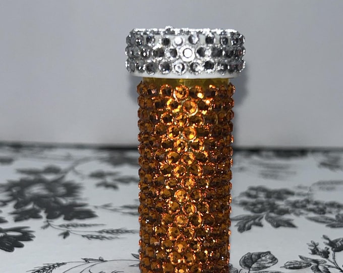 Orange Rhinestoned Pill bottle