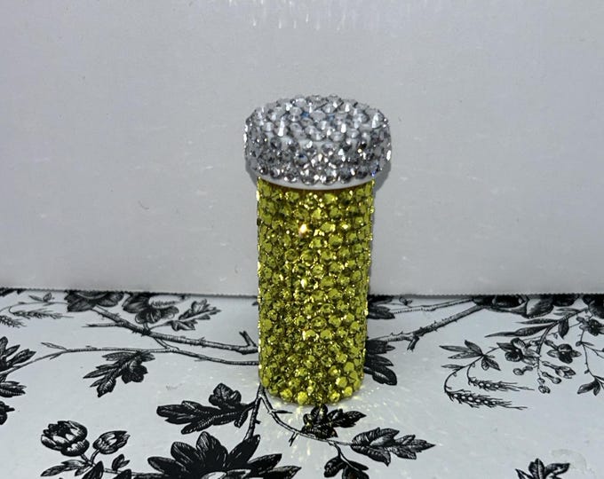 Yellow Rhinestoned Pill bottle