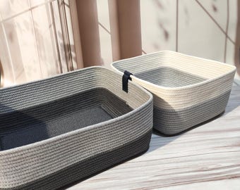 Cotton Rope Storage Baskets (Set of 2): Nursery, Kitchen & Home Organizer