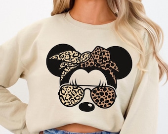Leopard Minnie Mouse Sweatshirt, Disney Family Trip Outfit
