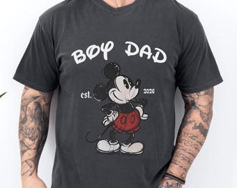 Comfort Colors Boy Dad Shirt, Est. 2026 Mickey Graphic Tee