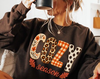 Cozy Season Sweatshirt, Retro Fall Sweatshirt, Get Cozy Sweater, Womens Fall Hoodie, Autumn Sweatshirts, Cozy Autumn Crewneck, Fall season