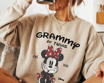 Custom Grammy of Twins Minnie Mouse Sweatshirt, Disney Grandma Hoodie, Personalized Est Year Shirt, Twin Grandma Gift