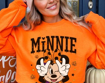 Halloween Minnie Shirt, Spooky Minnie Sweatshirt, Minnie Halloween Hoodie, Cute Halloween Shirt, Disney Halloween Gift, Trick or Treat Top