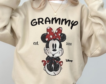 Aangepast Grammy Minnie Mouse-shirt, Disney oma-sweatshirt hoodie, gepersonaliseerd shirt est-jaar, cadeau voor moeder, optionele datum