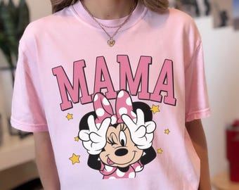 Minnie Mama Shirt, Comfort Colors Disney Mom Tee, Minnie Mouse Mama Shirt, Disney Mom Gift, Pink Bow Coquette Shirt, Disney Trip Tee