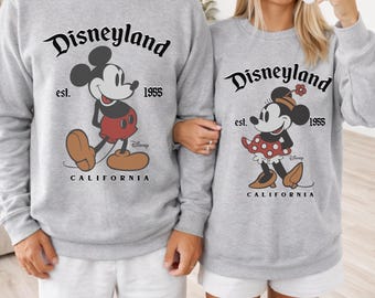 Trendy Disneyland Retro Mickey Minnie Couple Matching Shirt, Disney Couple Matching Sweatshirt Hoodie, Vintage Mickey Mouse Classic Pose Tee