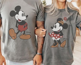 Comfort Colors® Retro Mickey Mouse Shirt, Disney Mickey Minnie Mouse Classic Pose Couple Shirt, Disney Couple Matching Shirt, Disneyland Tee
