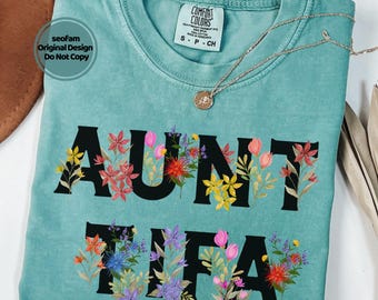 Comfort Colors Aunt Tifa T-shirt met bloemenprint, shirt met politieke parodie
