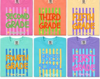 Comfort Colors® Custom Back to School Teacher Shirt, Personalized Teacher Team Shirt, Grade Level Tee, First Second Third Fourth Fifth Grade