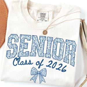 Comfort Colors Senior Class of 2026 shirt , Graduation Gift for Her, Floral Bow Crewneck, Trendy Senior Shirt, Class Sweatshirt