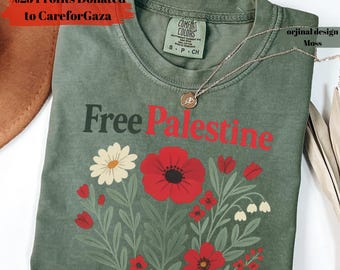 Comfort Colors Free Palestine Shirt – Floral Activist Tee