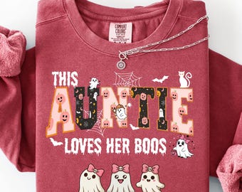 Comfort Colors Auntie Loves Boos Halloween Shirt, Spooky Aunt Tee