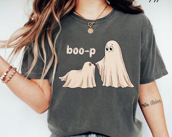 Boo Boo-p Dog Ghost Funny Halloween Dog Lovers Dog Mom T-Shirt, Cute Dog Mom Gift, Spooky Puppy Graphic Tee, Halloween Pet Lover Shirt