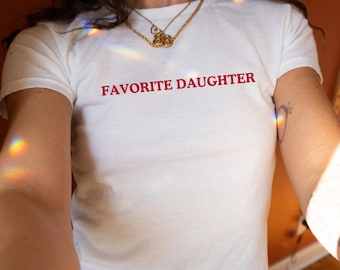 Favorite Daughter Baby Tee, Y2K Fitted Graphic T-Shirt