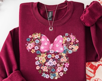 Disney Flower Mickey Minnie Shirt Sweatshirt Hoodie, Disney Garden Festival Shirt, Mickey Minnie Head Shirt, Floral Disney Shirt