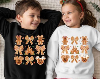 Vintage Disney Gingerbread Christmas Sweatshirt Mickey Minnie Christmas shirts Mickey's Very Merry Christmas Shirt, Youth Toddler Sweatshirt