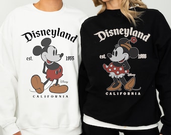 Trendy Disneyland Retro Mickey Minnie Couple Matching Shirt, Disney Couple Matching Sweatshirt Hoodie, Vintage Mickey Mouse Classic Pose Tee
