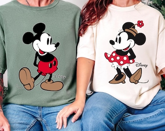 Comfort Colors® Retro Mickey Mouse Shirt, Disney Mickey Minnie Mouse Classic Pose Couple Shirt, Disney Couple Matching Shirt, Disneyland Tee