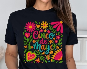 Cinco de Mayo Boho T-Shirt: Floral Fiesta Tee, Mexican Spring Outfit