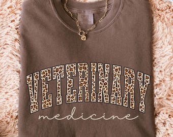 Comfort Colors® Leopard Vet Med Shirt, Veterinarian Medicine Tshirt, Vet Tech Gift, Vet Med Grad Gift, Vet Med Tee, Vet Staff Gift