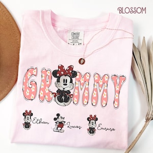 Personalized Grammy Comfort Colors® T-Shirt with Kids Names, Grandma Shirt, Grandkids Names Tee, Cute Granny Outfit, Gigi Mimi Gift