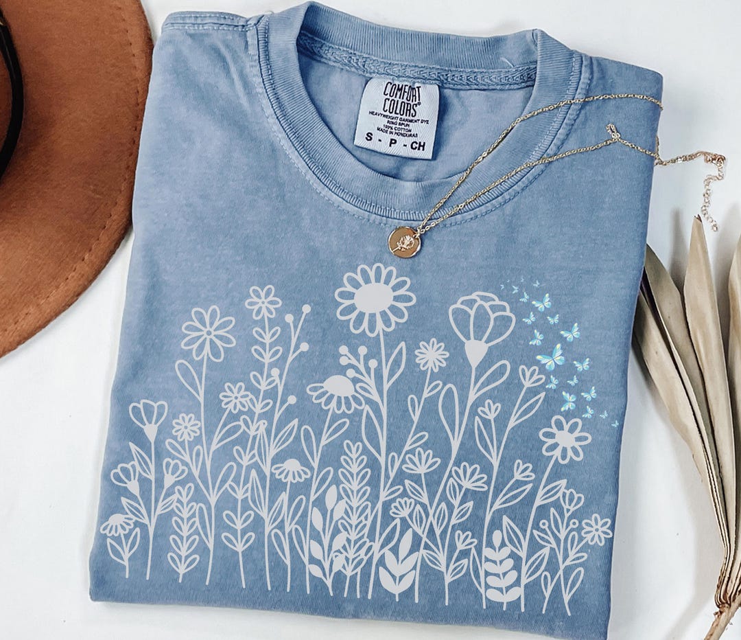 Comfort Colors Wildflower Shirt: Cottagecore Botanical Tee - Etsy