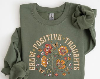 Camiseta "Cultiva pensamientos positivos": Camiseta floral para la salud mental