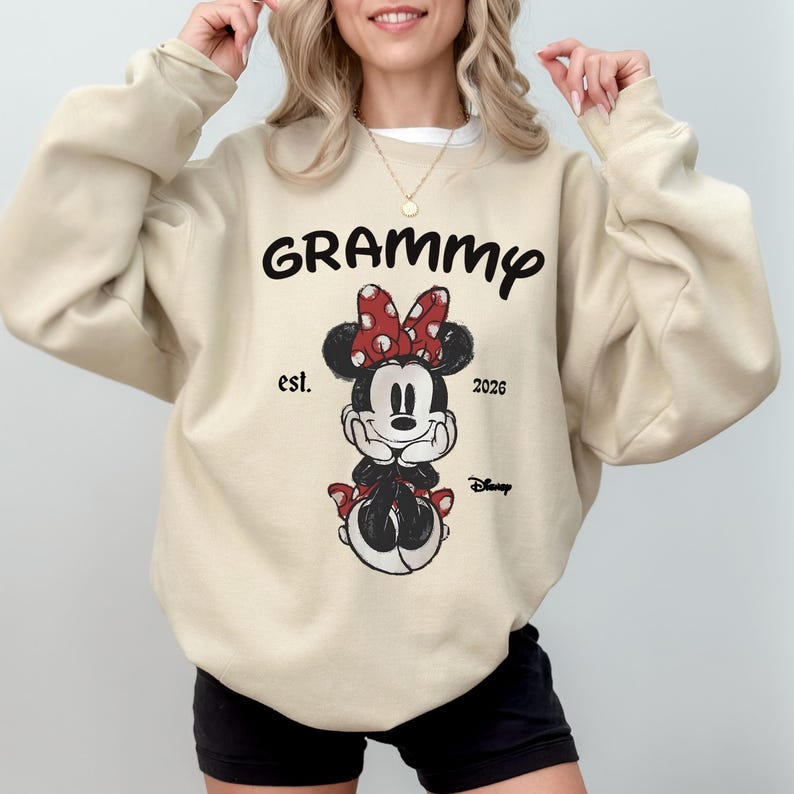 Custom Grammy Minnie Mouse Shirt, Disney Grandma Sweatshirt Hoodie, Personalized Est Year Shirt, Gift for Mom, Optional Date