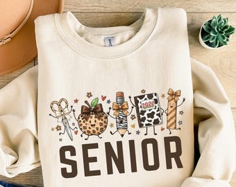 Senior 2027 Shirt, Cute School Supplies Graduation Tee, Class of 2027 Sweatshirt, Preppy Senior Shirt, School Supplies Gift