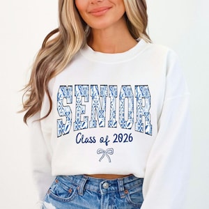 Senior Class of 2026 Sweatshirt, Cute Graduation Gift for Her, Floral Bow Senior Shirt, Class of 2026 Crewneck, Trendy Senior Tee