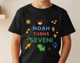 Camiseta de aniversário personalizada com nome, camiseta raglan estampada, roupa de aniversário de verão para menino, camiseta personalizada, colorida.