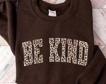 Be Kind Leopard Print Sweatshirt, Teacher Crewneck