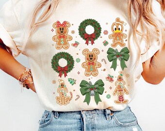 Vintage Disney Gingerbread Christmas Shirt, Mickey and Minnie Tee