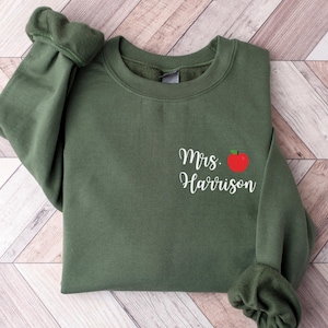 Custom Teacher Last Name Shirt, Apple Design, Teacher Gift