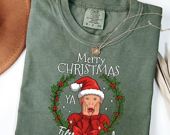 Comfort Colors Merry Christmas Ya Filthy Animal Sweatshirt, Home Alone Shirt, Christmas Saying, Christmas Gift, Kevin Tee, Holdiay T-shirt