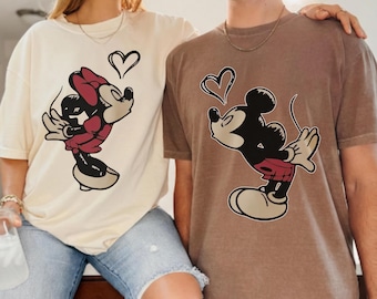 Comfort Colors® Retro Mickey Mouse Shirt, Disney Mickey Minnie Mouse Classic Pose Couple Shirt, Disney Couple Matching Shirt, Disneyland Tee