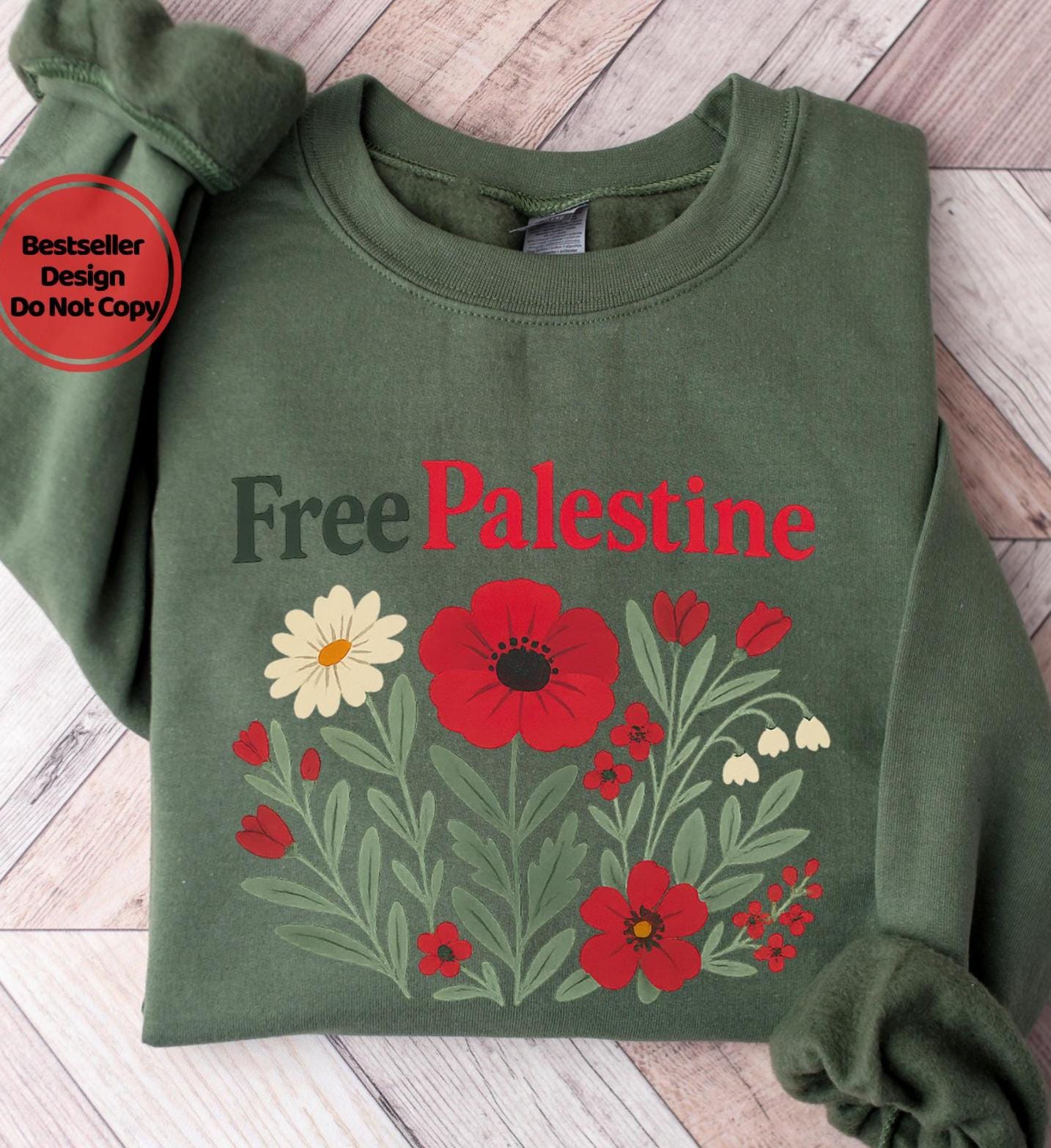 Free Palestine Sweatshirt Vintage Fleur Drapeau Floral